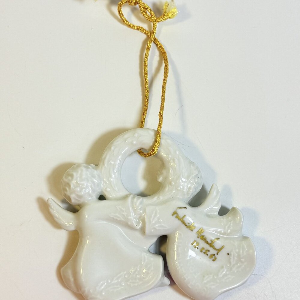 Christmas Tree Ornament Caroling Wreath Haviland Limoges Signed France 1986 - Picture 13 of 16